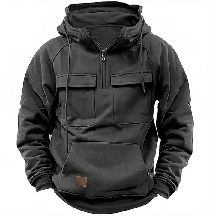 Levoire | Sweat à Capuche à Manches Longues et Poches Zippées Gris