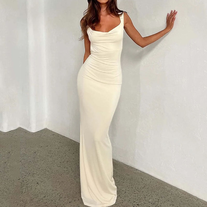 Levoire | Blanc Off-Shoulder Ouvert Dos Maxi Robe Blanc