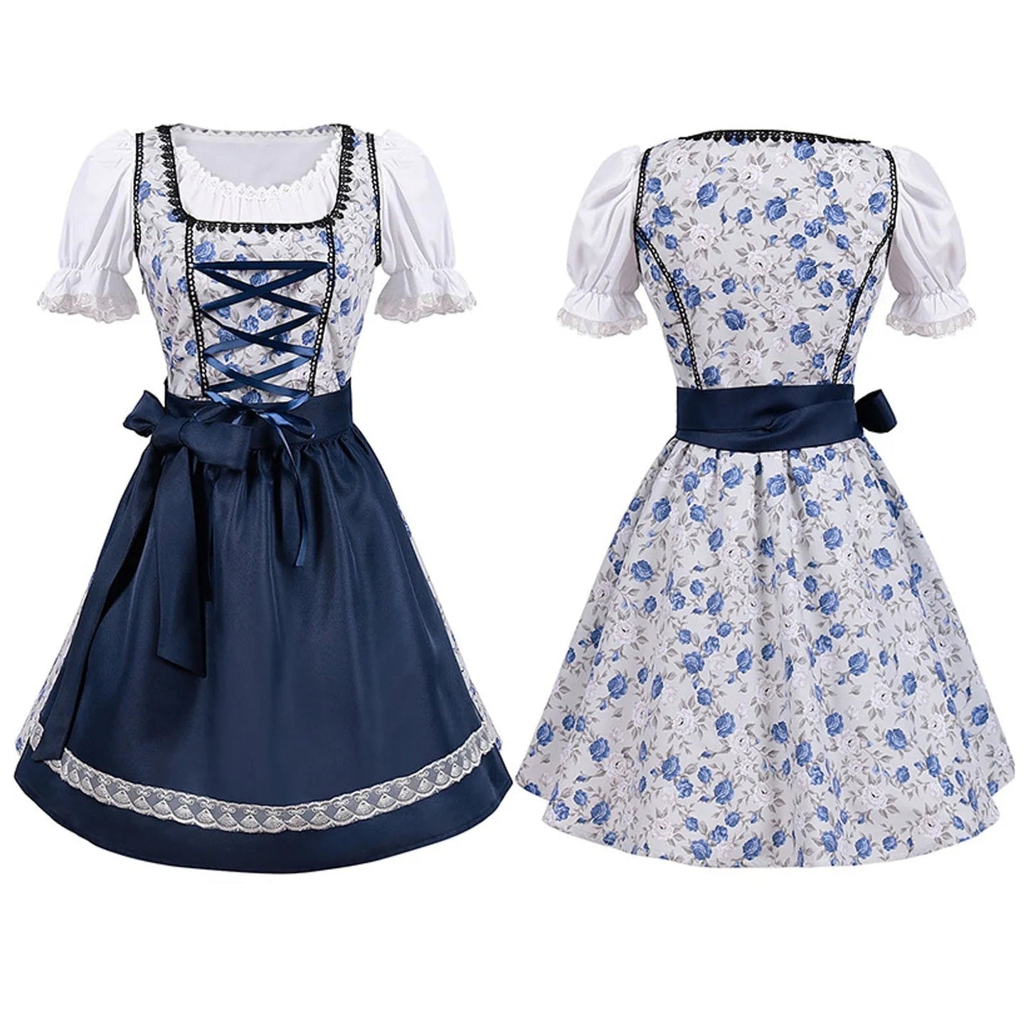 Levoire | Robe Oktoberfest À Manches Courtes En Dentelle Avec Tablier