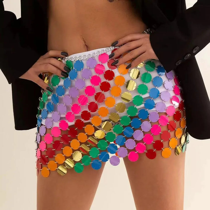 Levoire | Jupe Mini Paillettes Brillantes Coloré