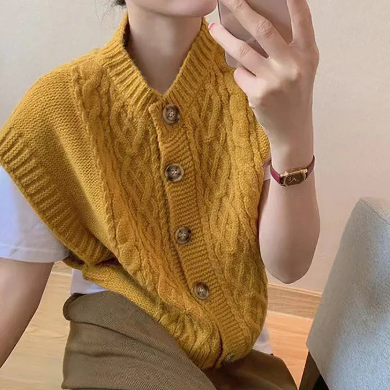 Levoire | Cardigan Sans Manches Pour Femme - Chaud Jaune