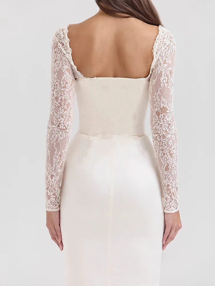 Levoire | Robe Elégante En Satin Avec Dentelle