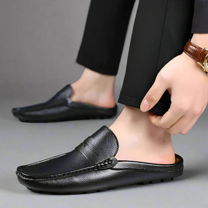 Levoire | Sandales En Cuir Respirantes Pour Hommes Noir