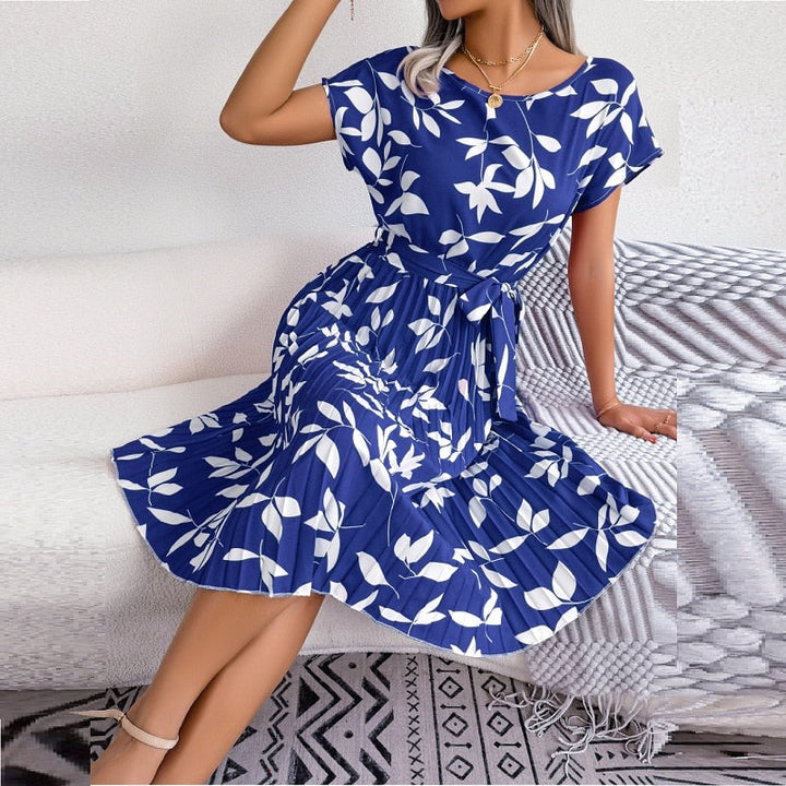 Levoire | Robe Midi Imprimee Chic Et Polyvalente Bleu Femmes