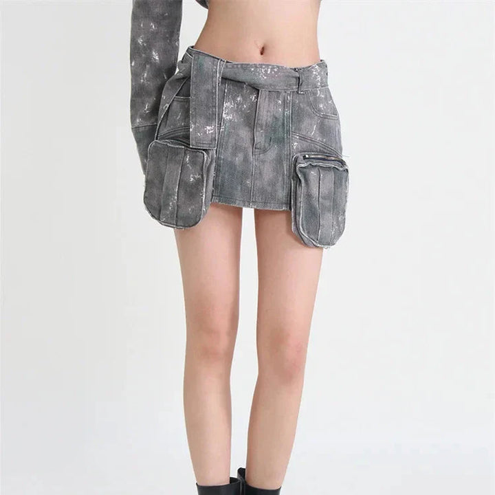 Levoire | Jupe Mini Y2K À Fermeture Éclair Mutitaschen Camouflage