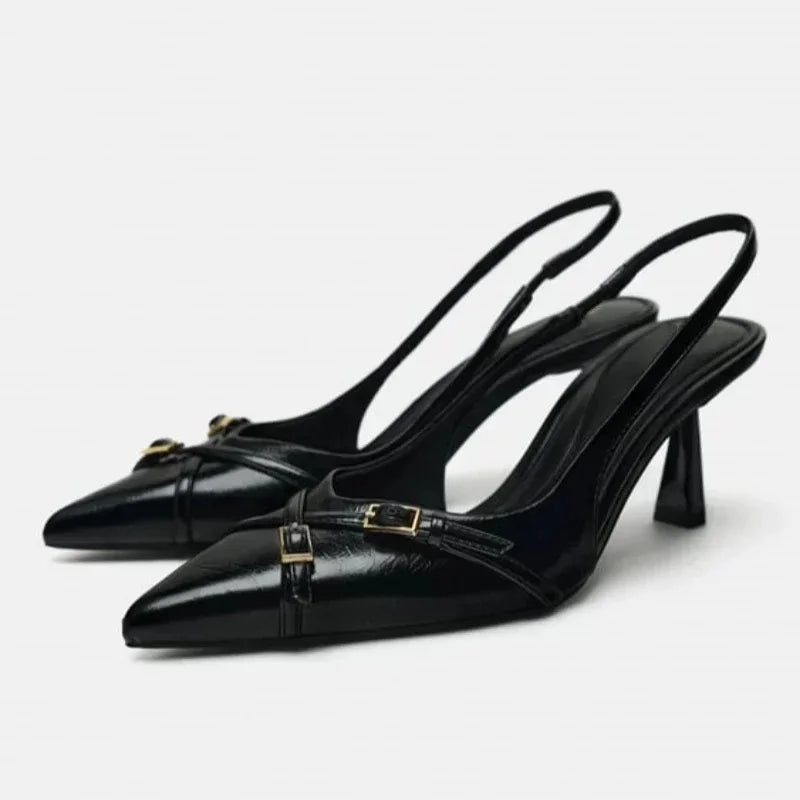 Levoire | Chic Chaîne Bureau Slingback Chaussures À Talons Noir
