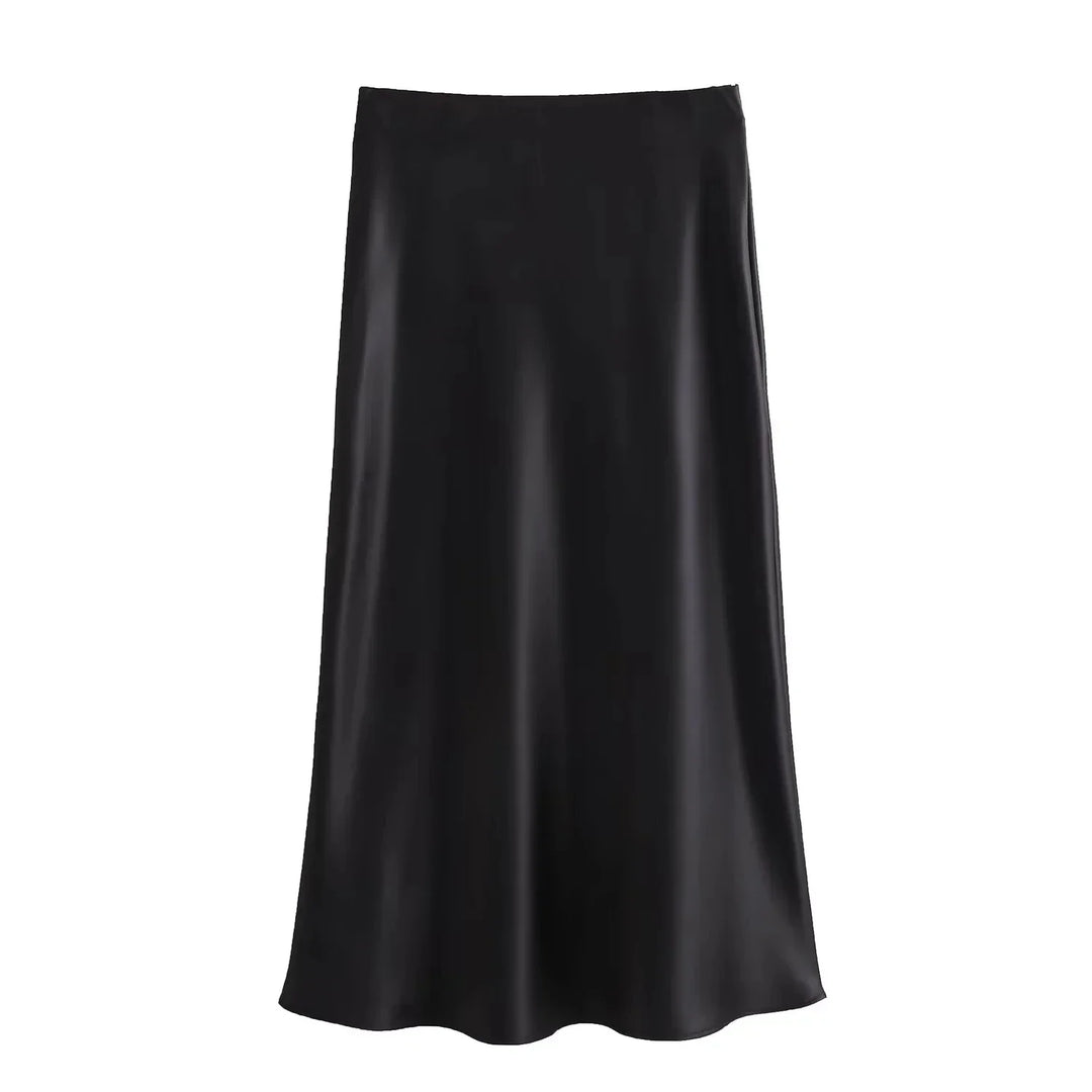 Levoire | Jupe Maxie En Satin Pour Femmes Noir
