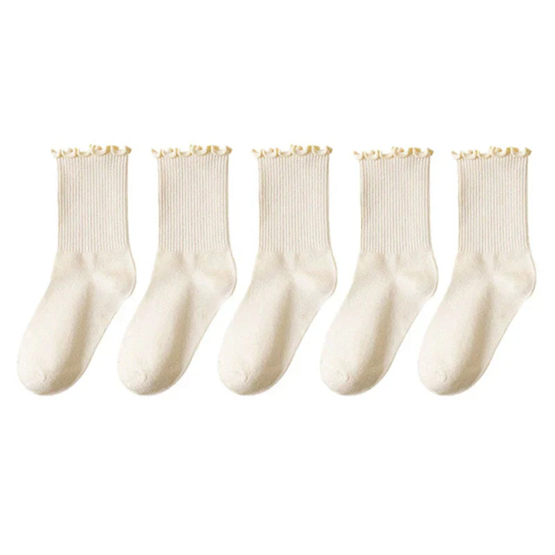 Levoire | De 5 Chaussettes Volantées Femme Confort Et Respirabilité Beige 5 paires EUR 35-39