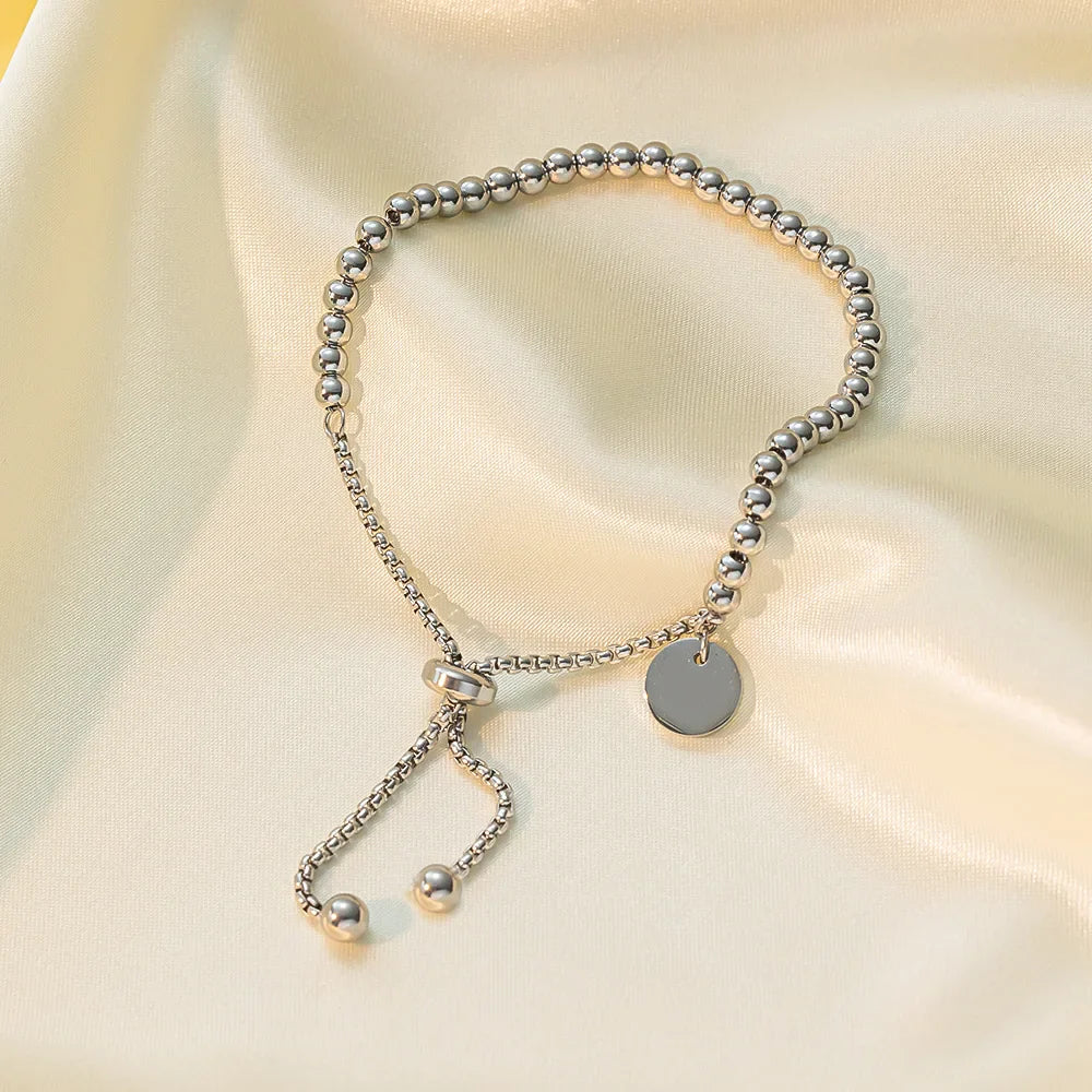 Levoire | Bracelet En Acier Avec Perles Dorées Argent