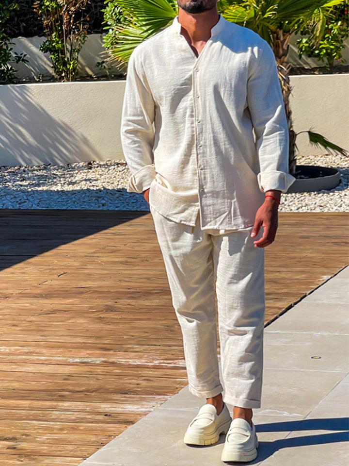 Levoire | Homme Chemise En Lin Détendue & Pantalon Cheville Beige