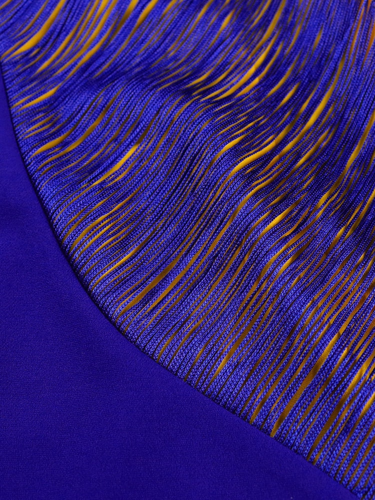 Levoire | Jaune Bleu Robe À Manches Courtes Pompom