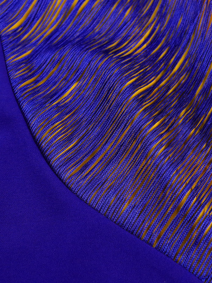 Levoire | Jaune Bleu Robe À Manches Courtes Pompom