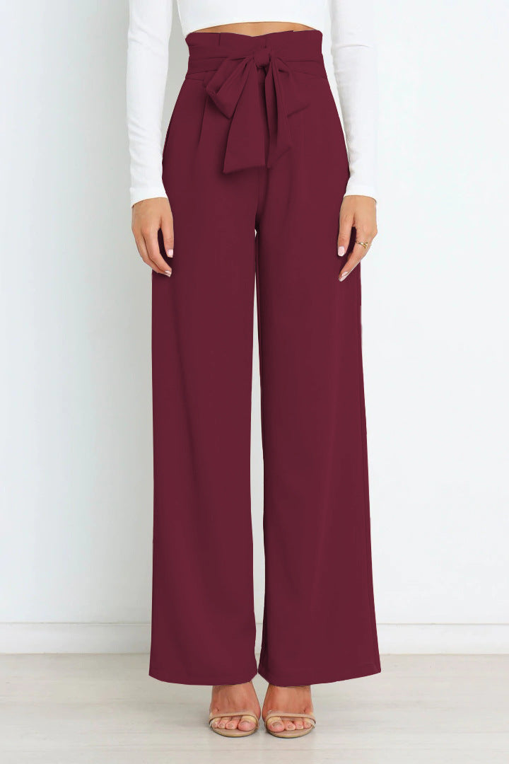 Levoire | Pantalon Large Taille Haute Pour Femmes Bordeaux
