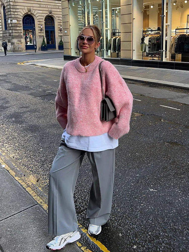 Levoire | Pull À Col Rond En Look Cachemire Pour Femmes Rosa