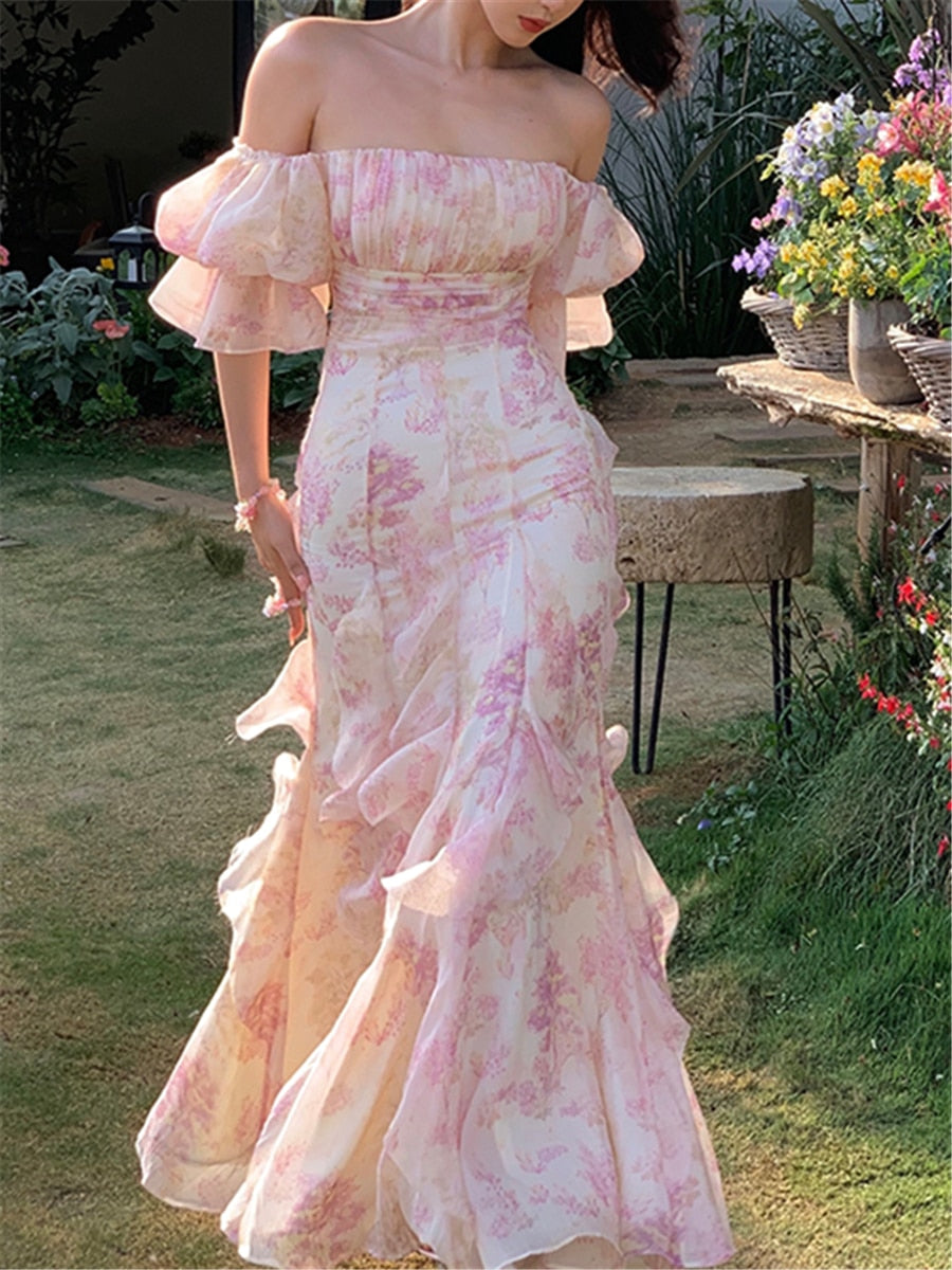 Levoire | Robe Longue Froncée À Épaules Dénudées