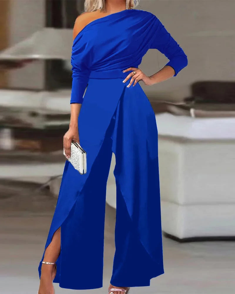 Levoire | Nouvelle Mode, Simple, Élégant Combinaison Avec Jambe Large Bleu