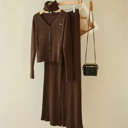 Levoire | Écharpe En Cachemire Prête Pour Le Bureau Et Pantalon Taille Haute Dans L'Ensemble Assorti Moka Une taille