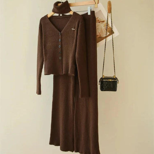 Levoire | Écharpe En Cachemire Prête Pour Le Bureau Et Pantalon Taille Haute Dans L'Ensemble Assorti Moka Une taille