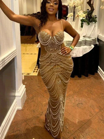 Levoire | Robe À Paillettes En Cristal Brillant Robe Brune