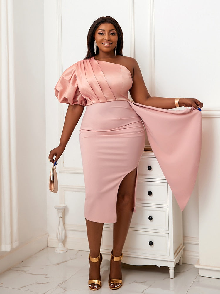 Levoire | En-Épaule Sans Manches Bodycon Midi Robe Rosa