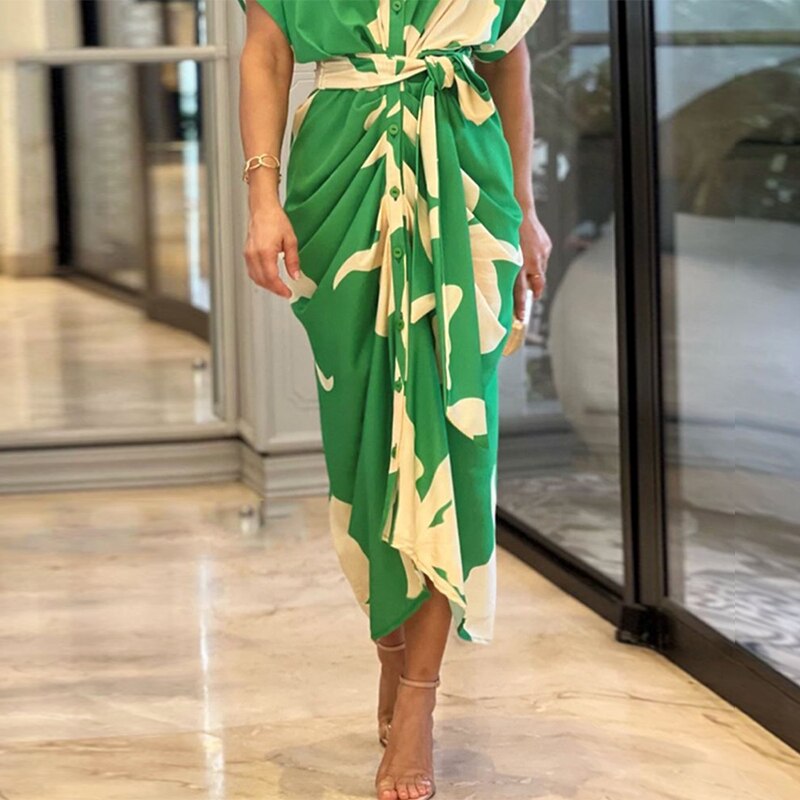 Levoire | Imprimé Flora Robe Longue À Col Court