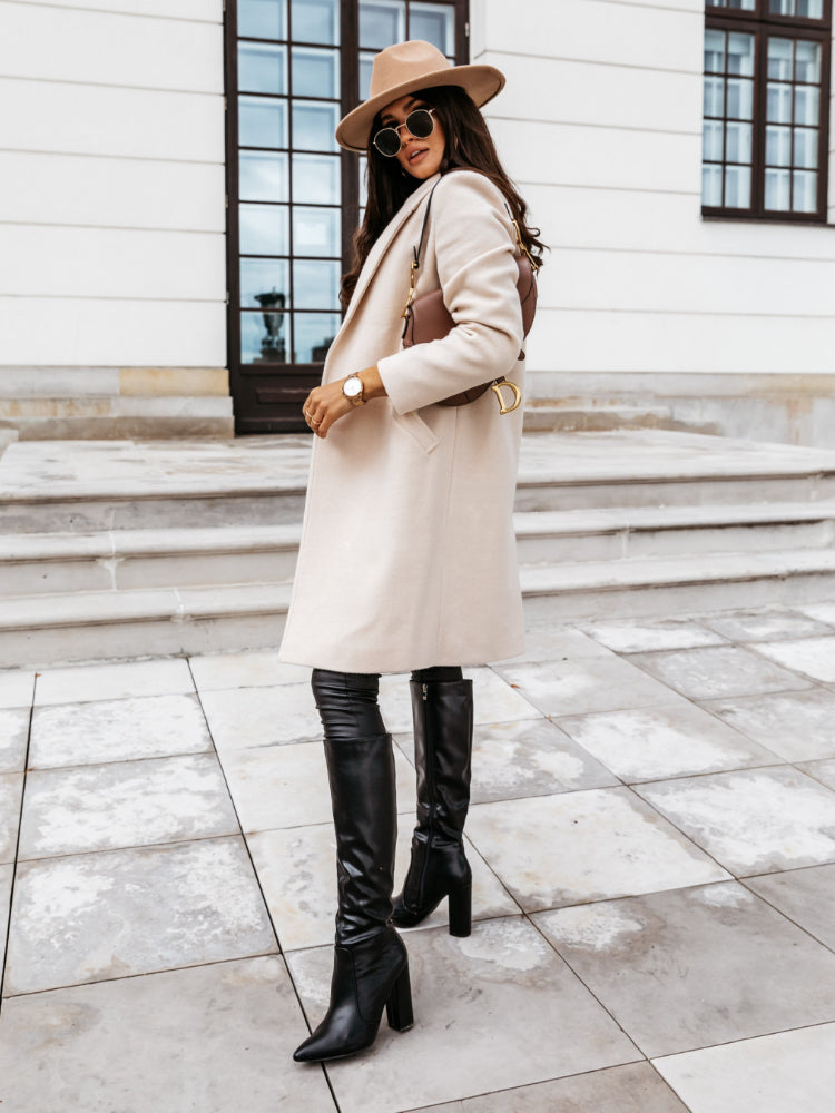 Levoire Long Manteau avec Revers et Bouton