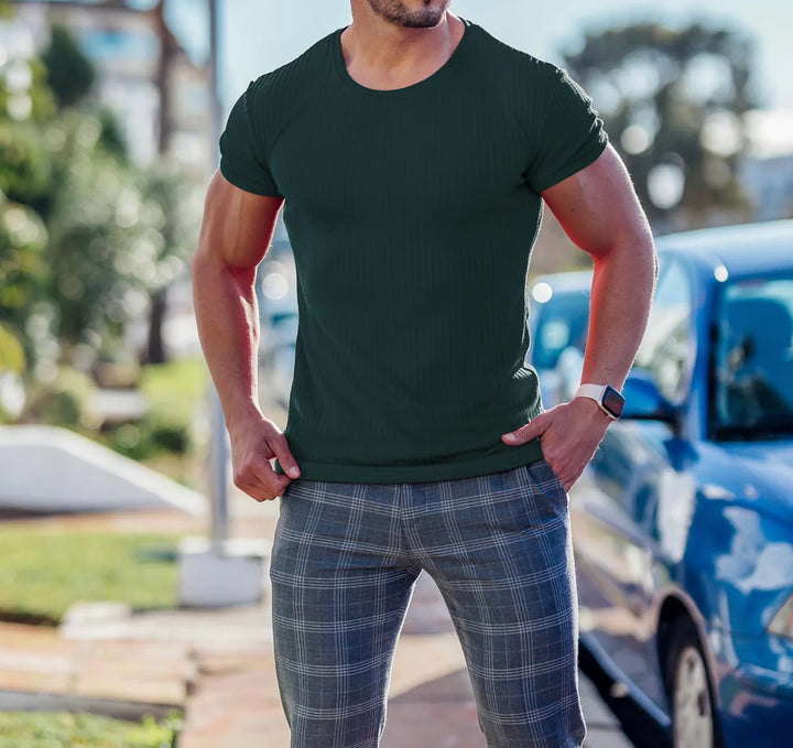 Levoire | Pull En Tricot Ajusté Avec Motif En Torsades Pour Hommes Vert foncé