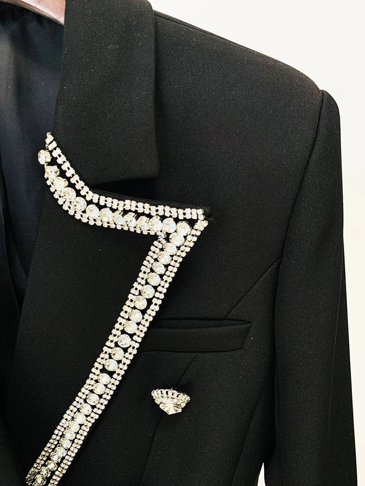Levoire | Veste De Designer Diamants Cristal Perles Blazer Droite Pantalon