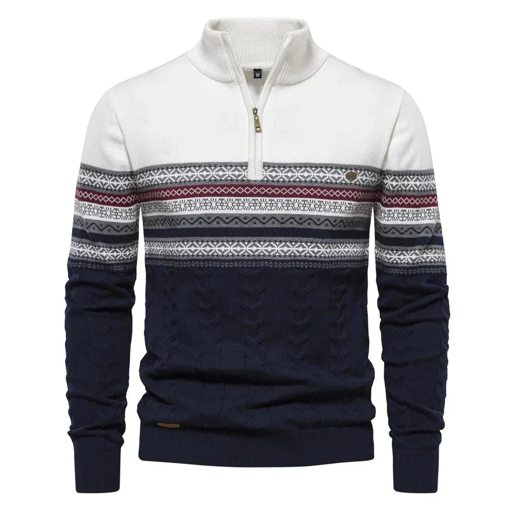 Levoire | Pull Fair Isle Avec Demi-Fermeture Éclair Blanc