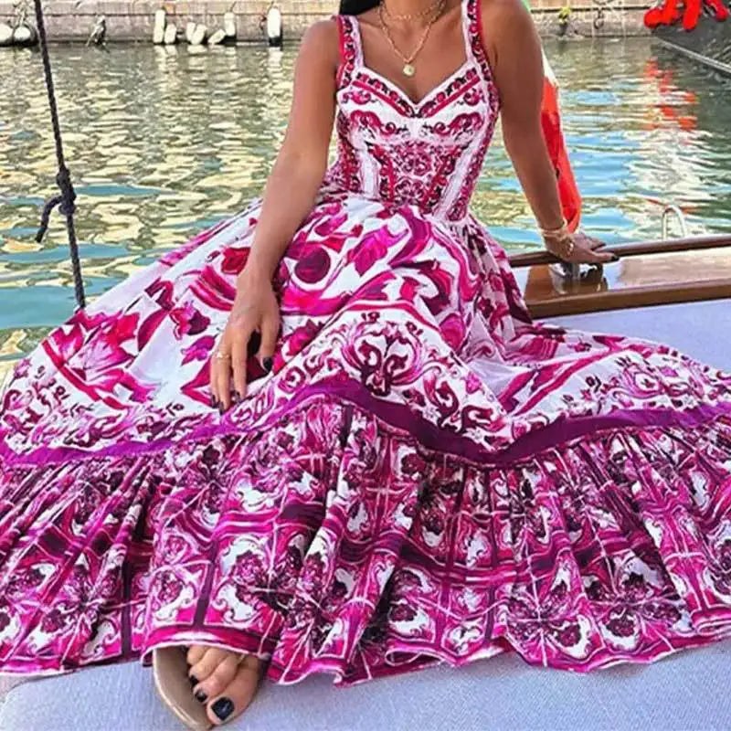 Levoire | Robe Maxi Lumineux Style Bohémien Encolure En V Manches Courtes Légère Élégante Ajustement