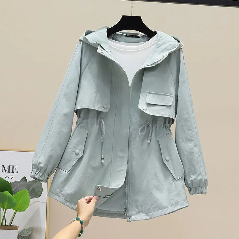 Levoire | Trench-Coat Femme De Printemps/Automne Avec Capuche Et Cordon