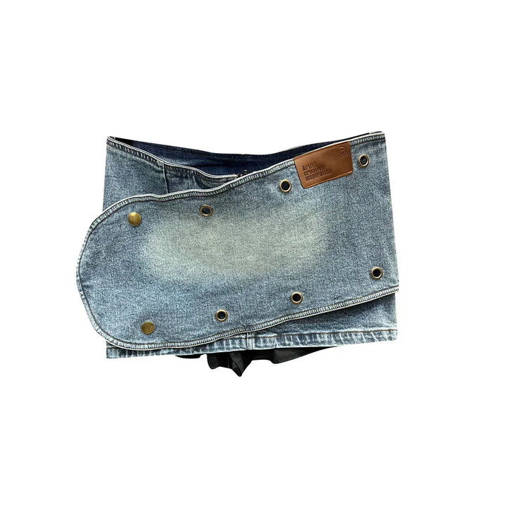 Levoire | Y2K Boucles Métalliques Super Court Mini Jupe En Denim