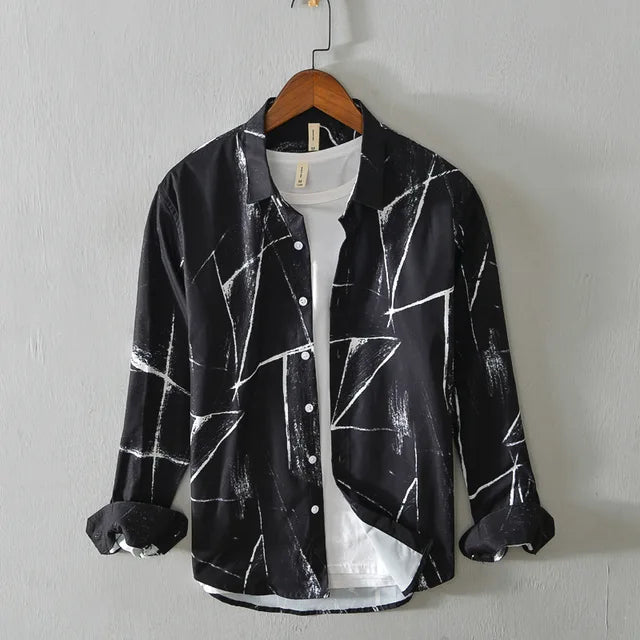 Levoire | Chemise Decontractee Imprimee Creatif Hommes Noir 2