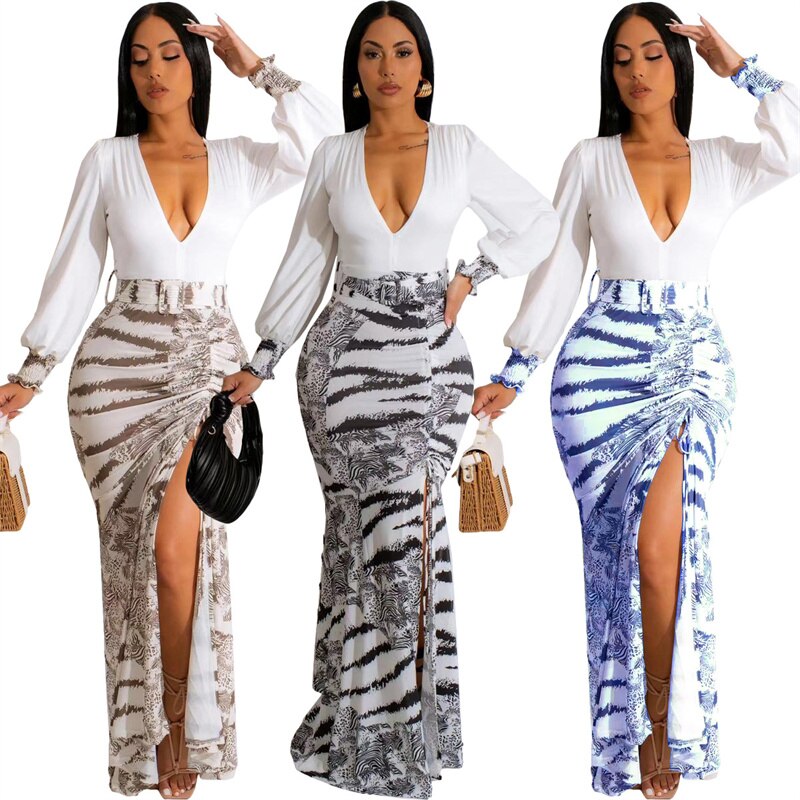 Levoire | Robe Maxi Dyp V-Glad Zebra