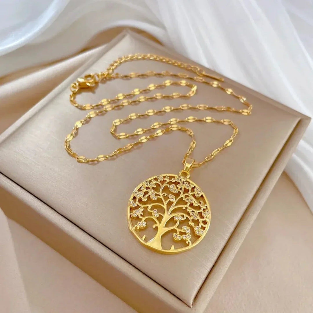 Levoire | Collier Arbre De Vie En Strass Or