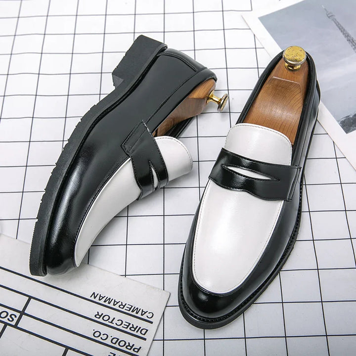 Levoire | Mocassins Pour Hommes En Cuir Noir Et Blanc