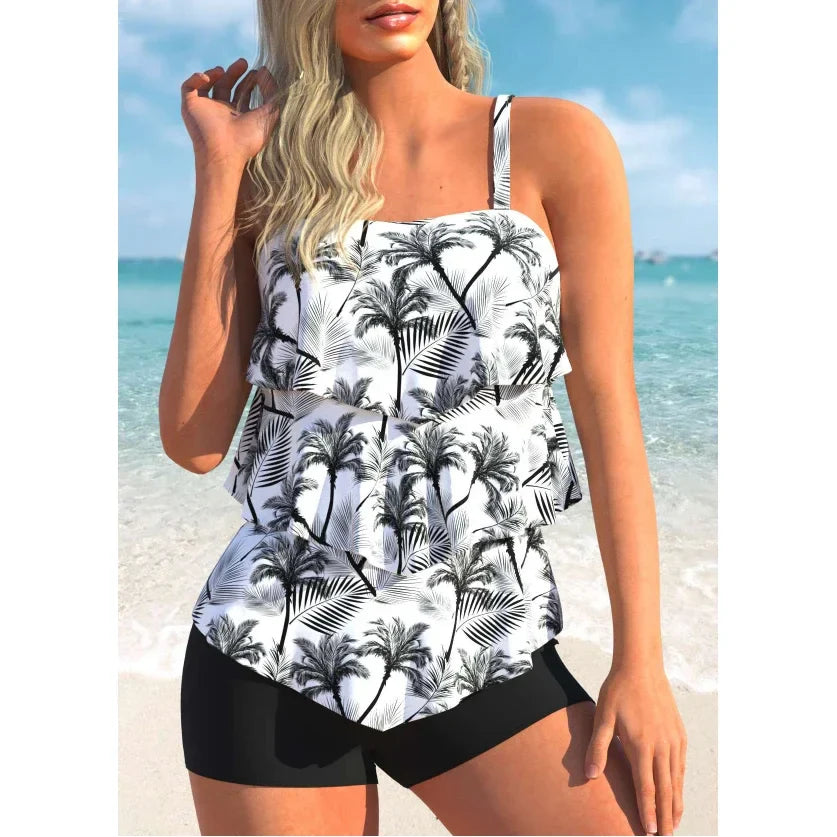 Levoire | Maillot De Bain Bleu D'Été Avec Imprimé Blanc