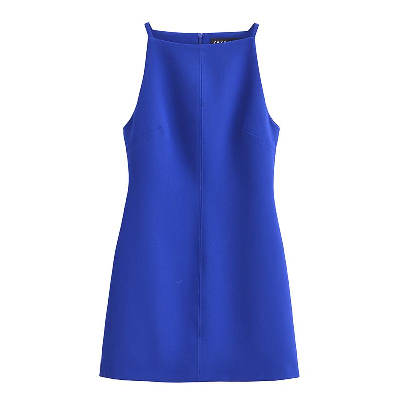 Levoire | Sans Bretelles, Robe Minime Droite Pour Femmes Bleu
