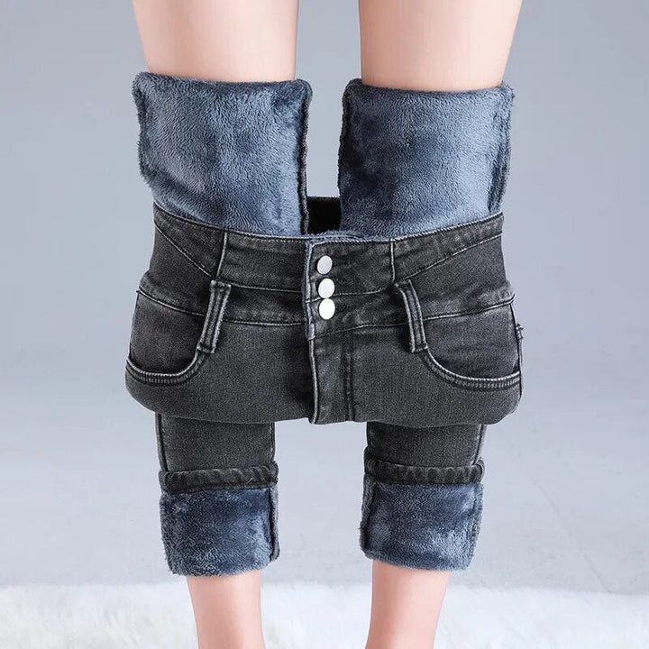 Levoire | Coupe Slim Pantalons Taille Haute En Polaire Avec Poches Gris