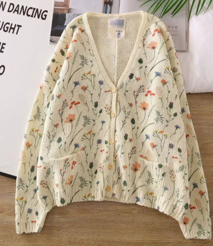Levoire | Élégante Veste En Tricot Avec Imprimé Floral