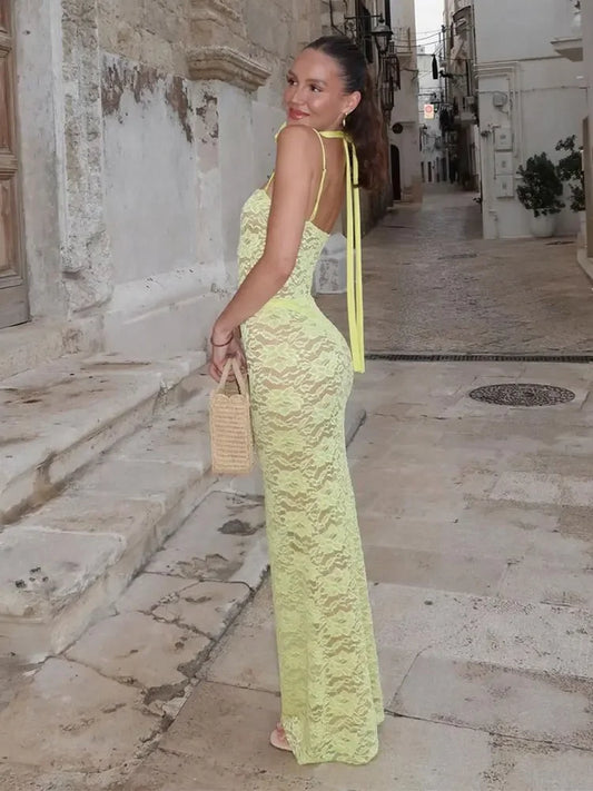 Levoire | Robes Maxi Transparentes Spitz À Épaules Dénudées