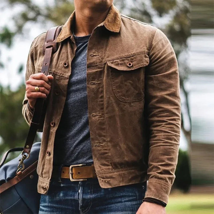 Levoire | Veste De Transition Élégante Pour Hommes Avec Col Brun foncé