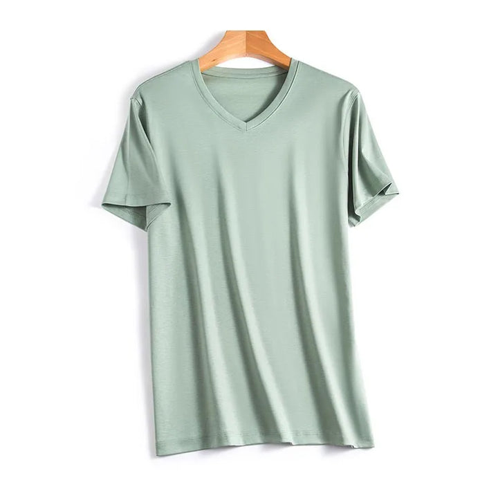 Levoire | Chemise en soie élégante Pistache-V Col