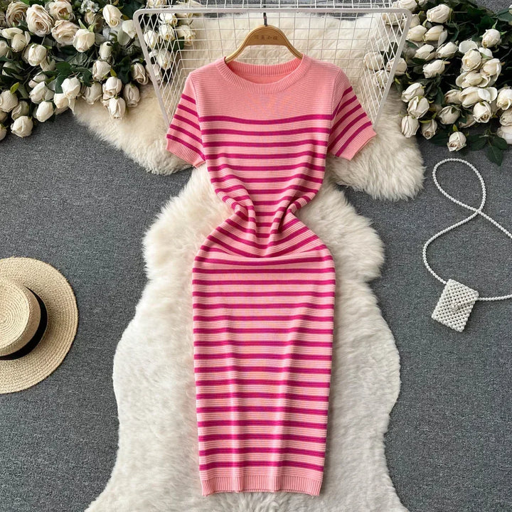 Levoire | Robe De Plage À Rayures Tissées Rosa Une taille
