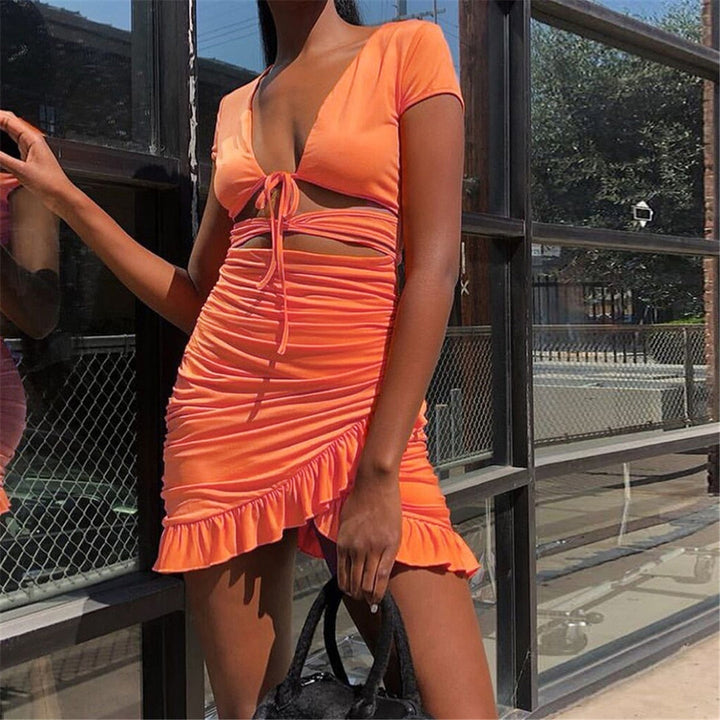 Levoire | Dyp V-Mini Robe Sans Manches Ceinture Ajustable