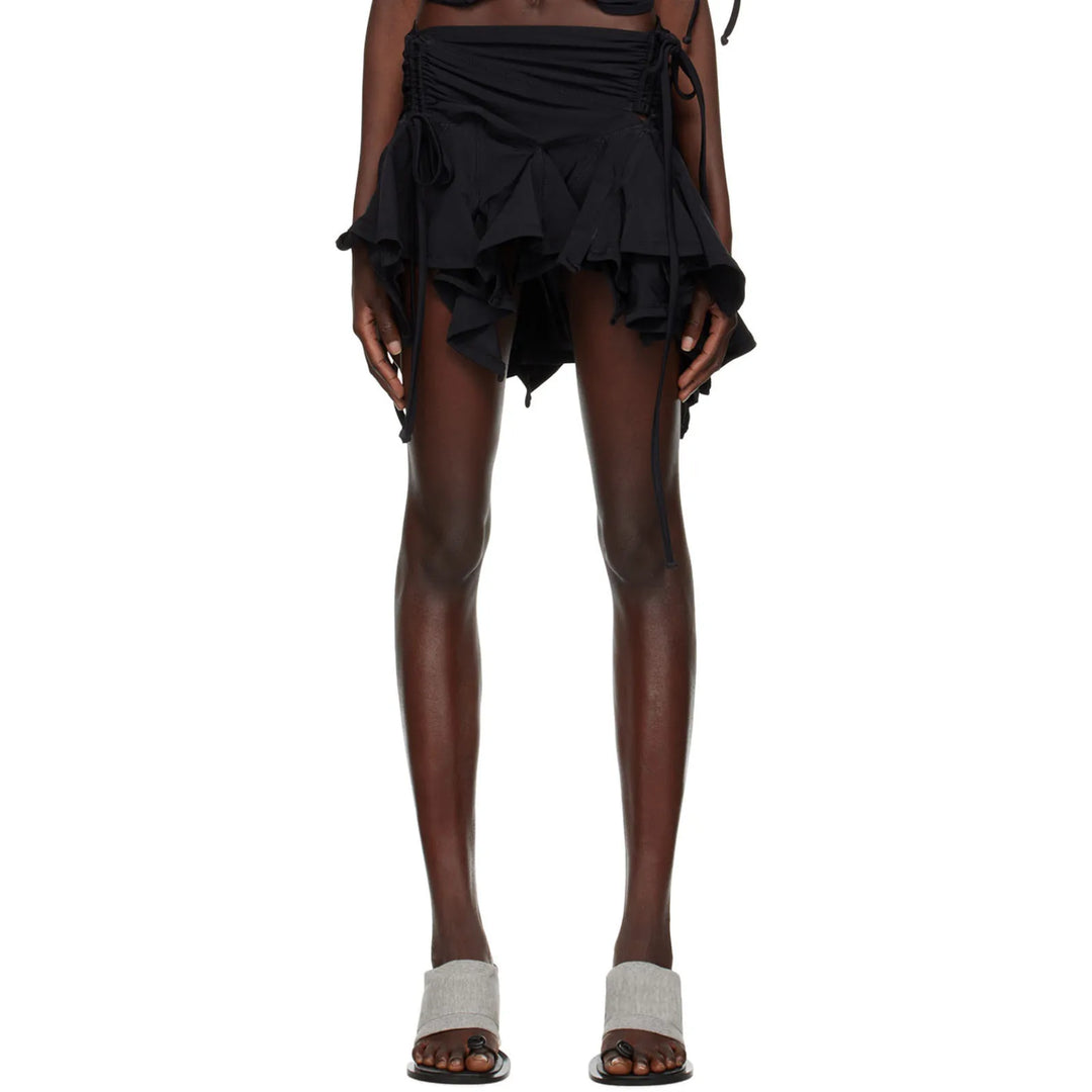 Levoire | Volant Asymétrique En Ruffles Jupe Mini Noir