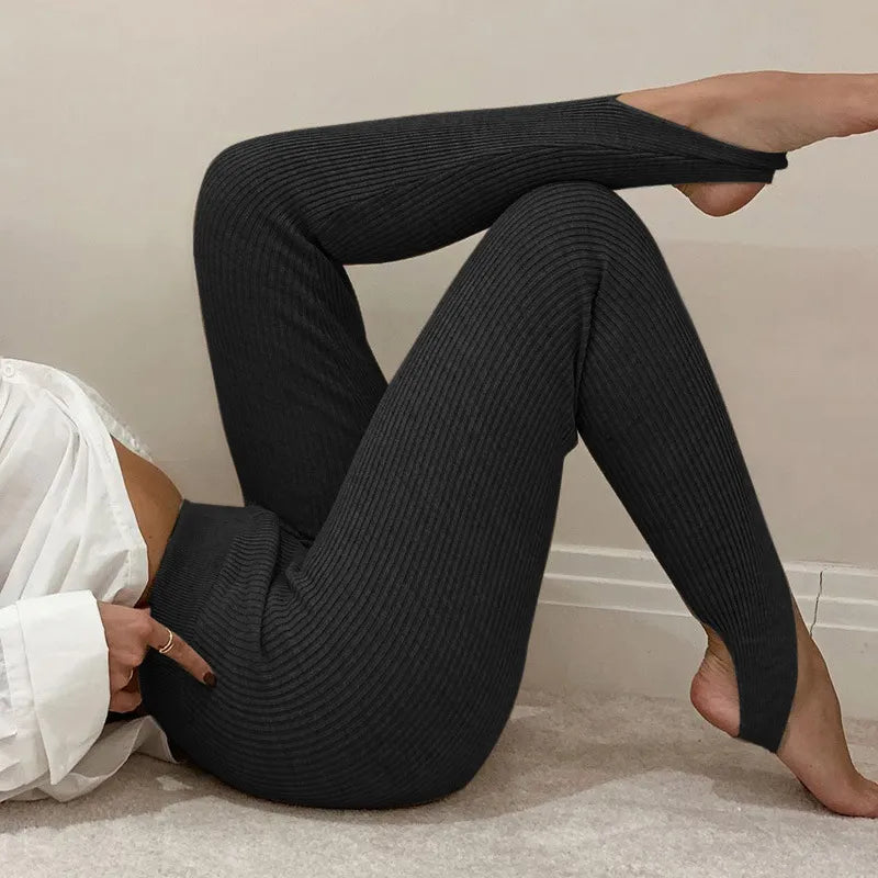 Levoire | Leggings Côtelées À Taille Haute Et Confort Noir