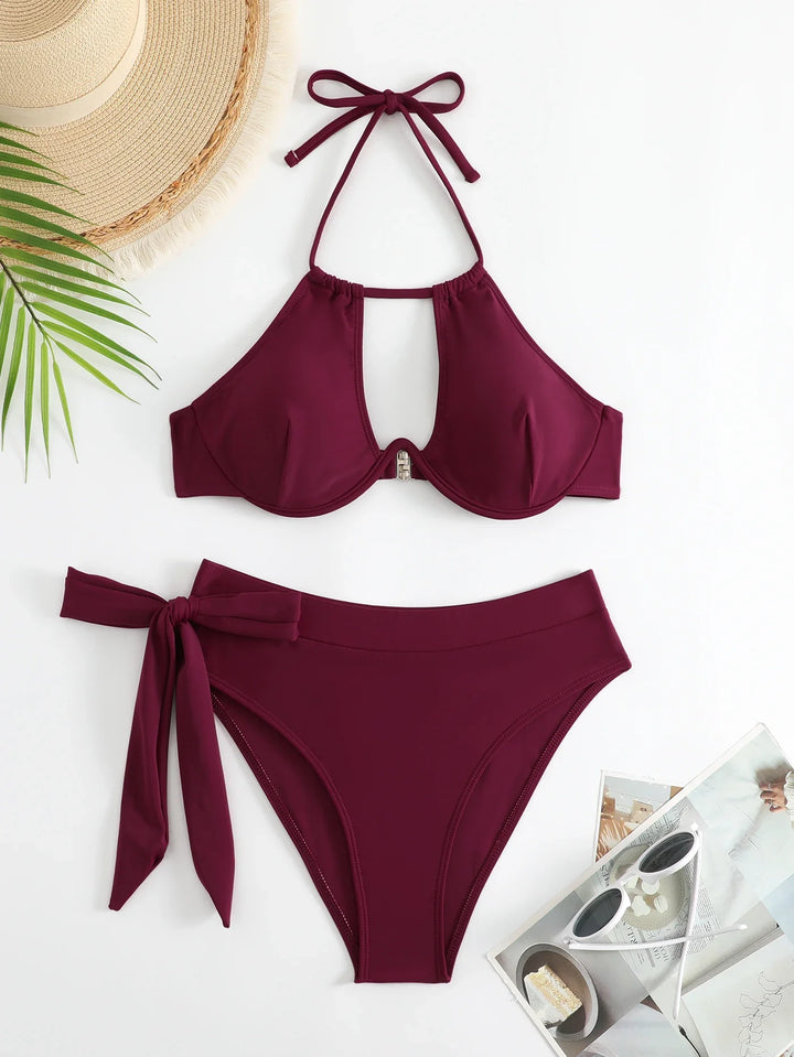 Levoire | Maillot De Bain Deux Pièces Avec Nœud Bordeaux