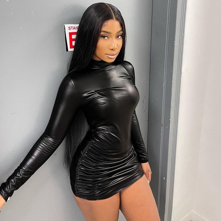 Levoire | Trois Cuirs Robes Mini Bodycon À Manches Longues