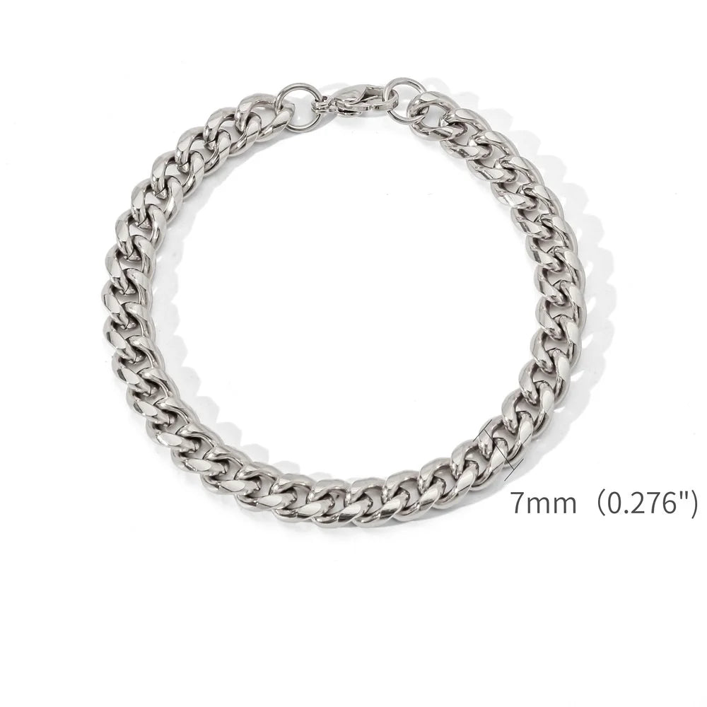 Levoire | Bracelet En Chaîne Cubaine En Or 7mm couleur argentée
